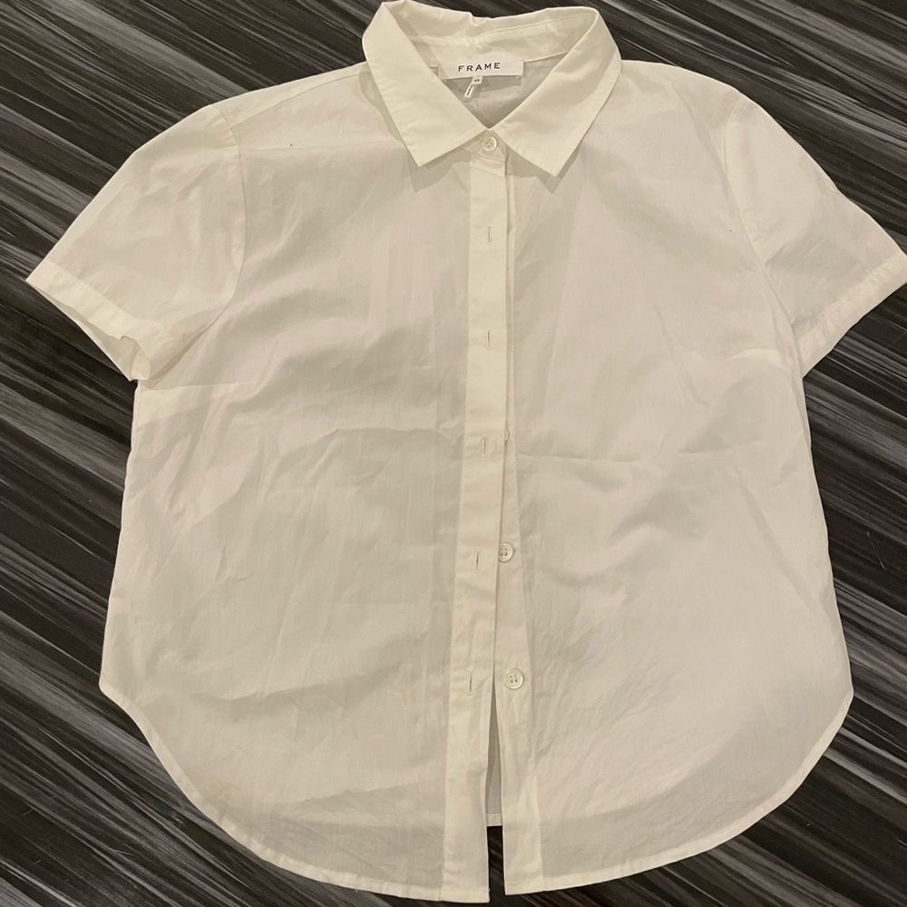 White short sleeve button down